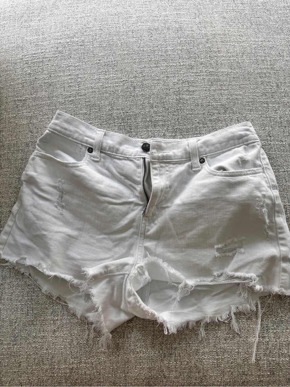 Aritzia White Distressed Denim Cutoff Shorts